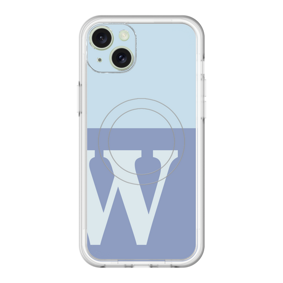 スリムプロテクションプレミアムケース with MagSafe［ オリジナル - initial two tone - W blue ］