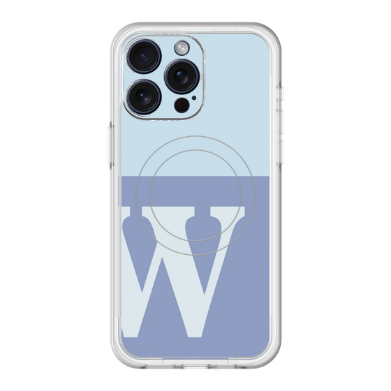 スリムプロテクションプレミアムケース with MagSafe［ オリジナル - initial two tone - W blue ］