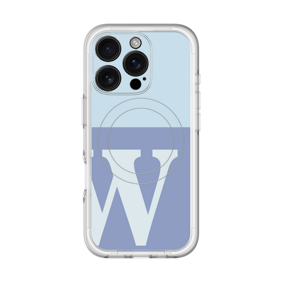 スリムプロテクションプレミアムケース with MagSafe［ オリジナル - initial two tone - W blue ］