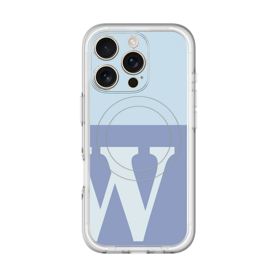スリムプロテクションプレミアムケース with MagSafe［ オリジナル - initial two tone - W blue ］