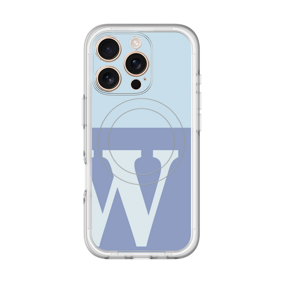 スリムプロテクションプレミアムケース with MagSafe［ オリジナル - initial two tone - W blue ］