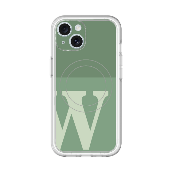 スリムプロテクションプレミアムケース with MagSafe［ オリジナル - initial two tone - W green ］