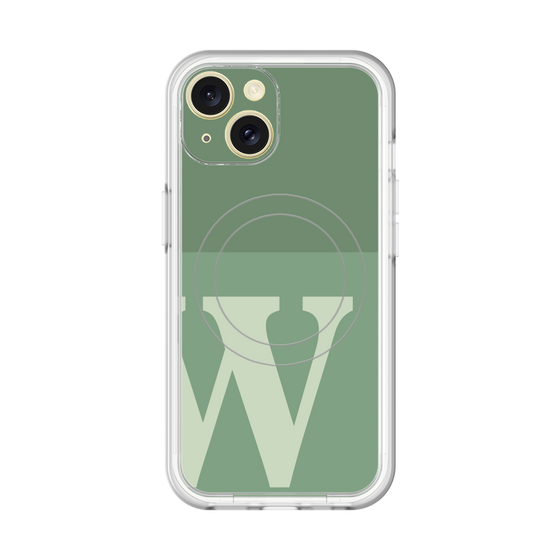 スリムプロテクションプレミアムケース with MagSafe［ オリジナル - initial two tone - W green ］