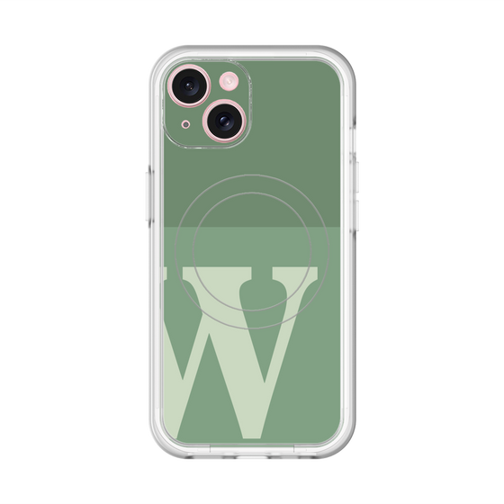 スリムプロテクションプレミアムケース with MagSafe［ オリジナル - initial two tone - W green ］