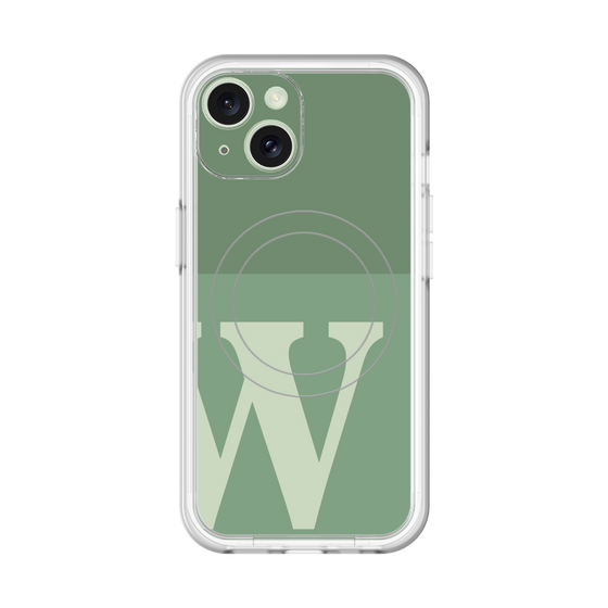 スリムプロテクションプレミアムケース with MagSafe［ オリジナル - initial two tone - W green ］
