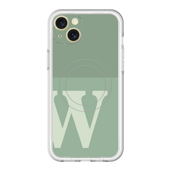 スリムプロテクションプレミアムケース with MagSafe［ オリジナル - initial two tone - W green ］