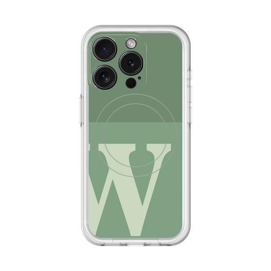 スリムプロテクションプレミアムケース with MagSafe［ オリジナル - initial two tone - W green ］