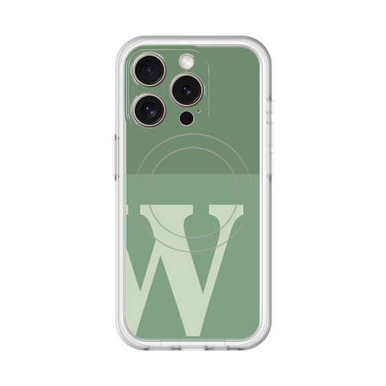 スリムプロテクションプレミアムケース with MagSafe［ オリジナル - initial two tone - W green ］