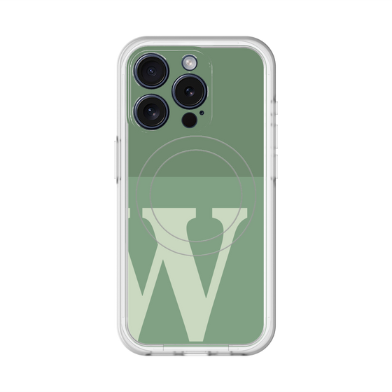 スリムプロテクションプレミアムケース with MagSafe［ オリジナル - initial two tone - W green ］