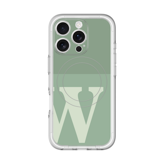 スリムプロテクションプレミアムケース with MagSafe［ オリジナル - initial two tone - W green ］