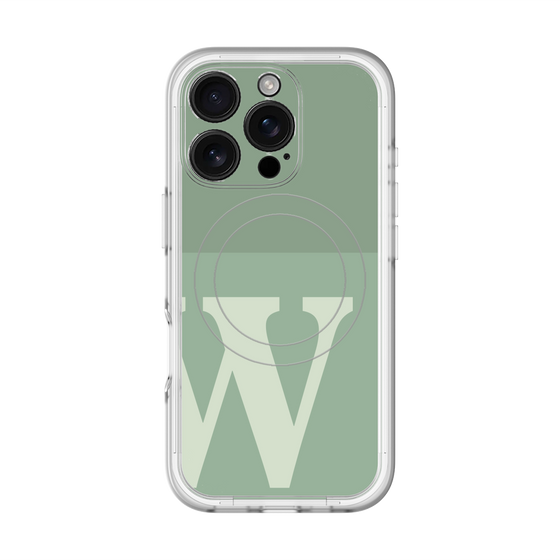 スリムプロテクションプレミアムケース with MagSafe［ オリジナル - initial two tone - W green ］