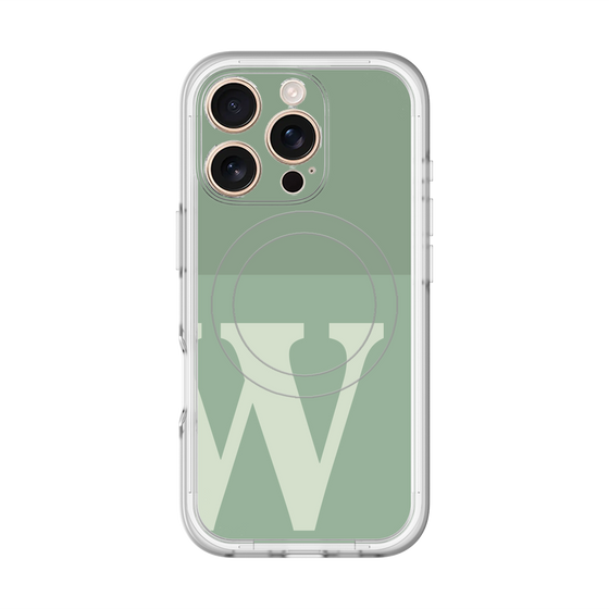 スリムプロテクションプレミアムケース with MagSafe［ オリジナル - initial two tone - W green ］