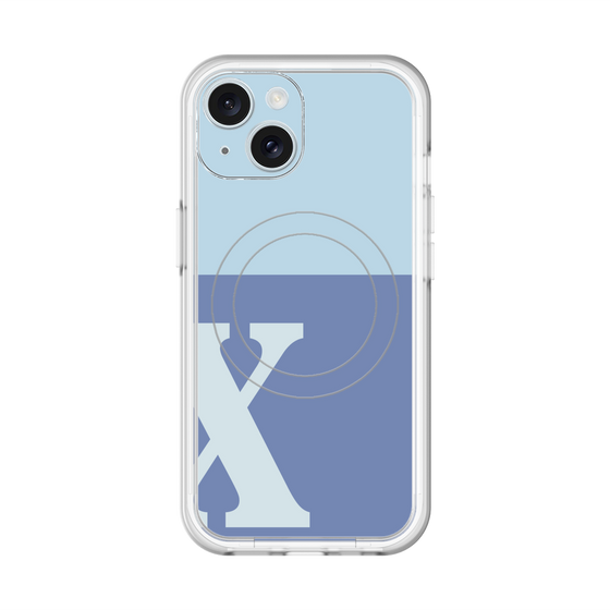スリムプロテクションプレミアムケース with MagSafe［ オリジナル - initial two tone - X blue ］
