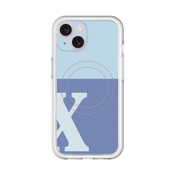 スリムプロテクションプレミアムケース with MagSafe［ オリジナル - initial two tone - X blue ］