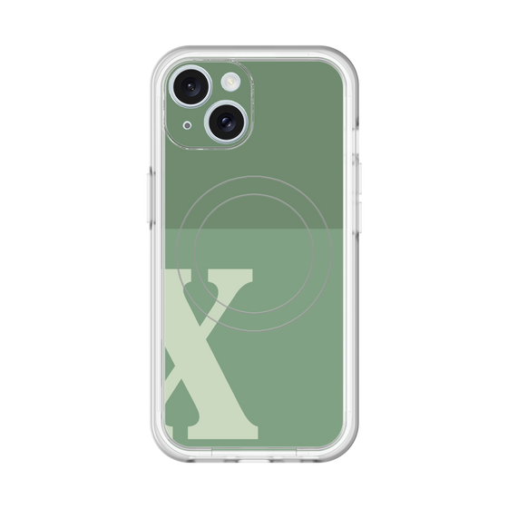 スリムプロテクションプレミアムケース with MagSafe［ オリジナル - initial two tone - X green ］