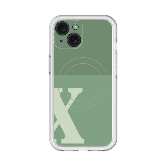 スリムプロテクションプレミアムケース with MagSafe［ オリジナル - initial two tone - X green ］