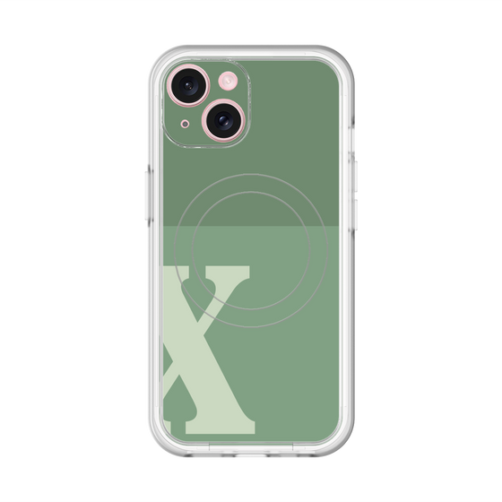 スリムプロテクションプレミアムケース with MagSafe［ オリジナル - initial two tone - X green ］