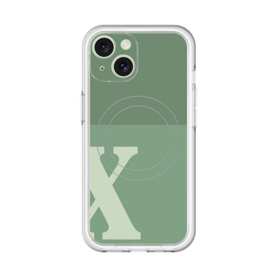 スリムプロテクションプレミアムケース with MagSafe［ オリジナル - initial two tone - X green ］