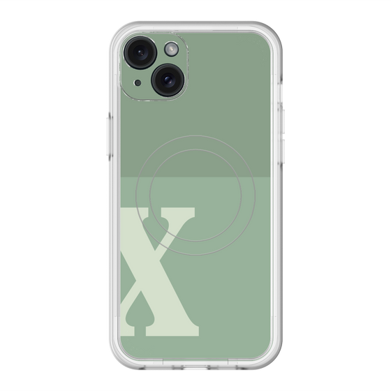 スリムプロテクションプレミアムケース with MagSafe［ オリジナル - initial two tone - X green ］