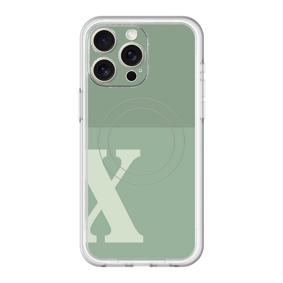 スリムプロテクションプレミアムケース with MagSafe［ オリジナル - initial two tone - X green ］