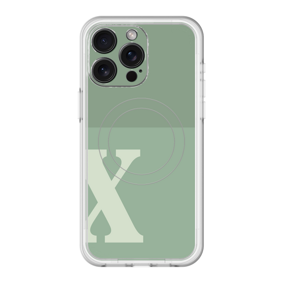 スリムプロテクションプレミアムケース with MagSafe［ オリジナル - initial two tone - X green ］