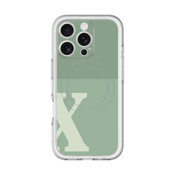 スリムプロテクションプレミアムケース with MagSafe［ オリジナル - initial two tone - X green ］