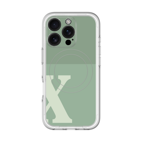 スリムプロテクションプレミアムケース with MagSafe［ オリジナル - initial two tone - X green ］