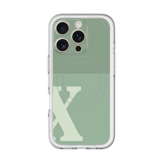 スリムプロテクションプレミアムケース with MagSafe［ オリジナル - initial two tone - X green ］
