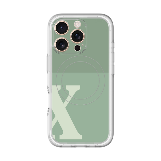 スリムプロテクションプレミアムケース with MagSafe［ オリジナル - initial two tone - X green ］