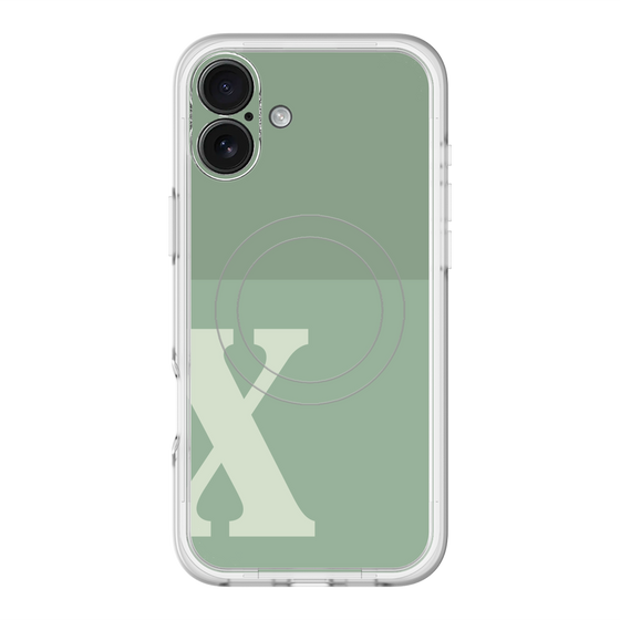 スリムプロテクションプレミアムケース with MagSafe［ オリジナル - initial two tone - X green ］