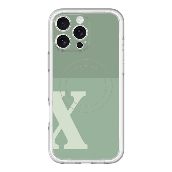 スリムプロテクションプレミアムケース with MagSafe［ オリジナル - initial two tone - X green ］