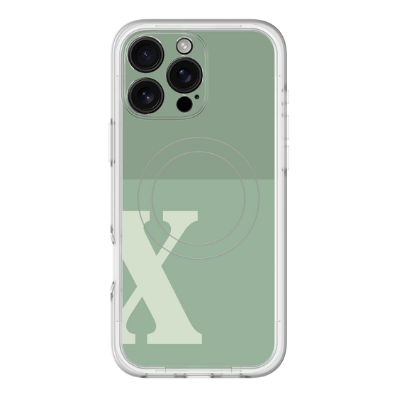 スリムプロテクションプレミアムケース with MagSafe［ オリジナル - initial two tone - X green ］