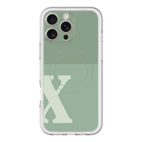 スリムプロテクションプレミアムケース with MagSafe［ オリジナル - initial two tone - X green ］