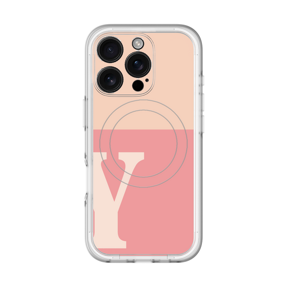 スリムプロテクションプレミアムケース with MagSafe［ オリジナル - initial two tone - Y pink ］