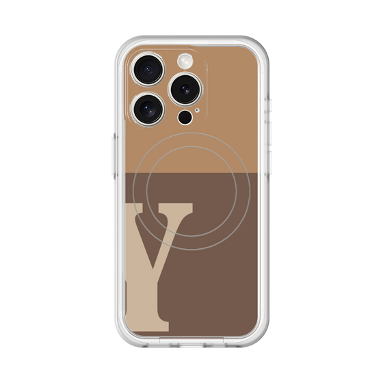 スリムプロテクションプレミアムケース with MagSafe［ オリジナル - initial two tone - Y brown ］