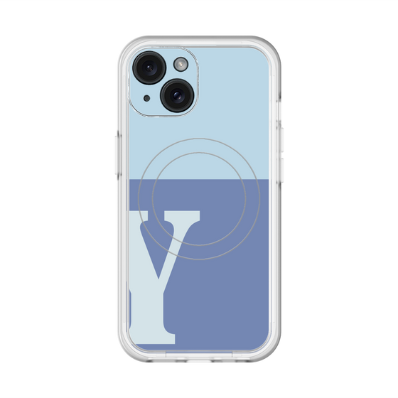 スリムプロテクションプレミアムケース with MagSafe［ オリジナル - initial two tone - Y blue ］