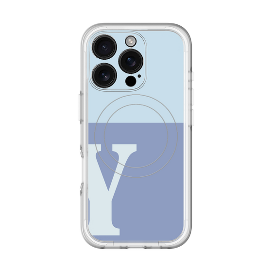 スリムプロテクションプレミアムケース with MagSafe［ オリジナル - initial two tone - Y blue ］