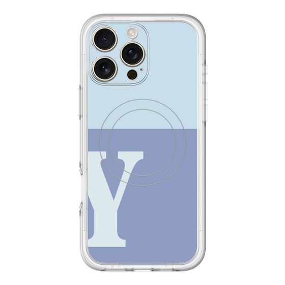 スリムプロテクションプレミアムケース with MagSafe［ オリジナル - initial two tone - Y blue ］