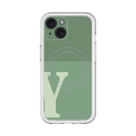 スリムプロテクションプレミアムケース with MagSafe［ オリジナル - initial two tone - Y green ］