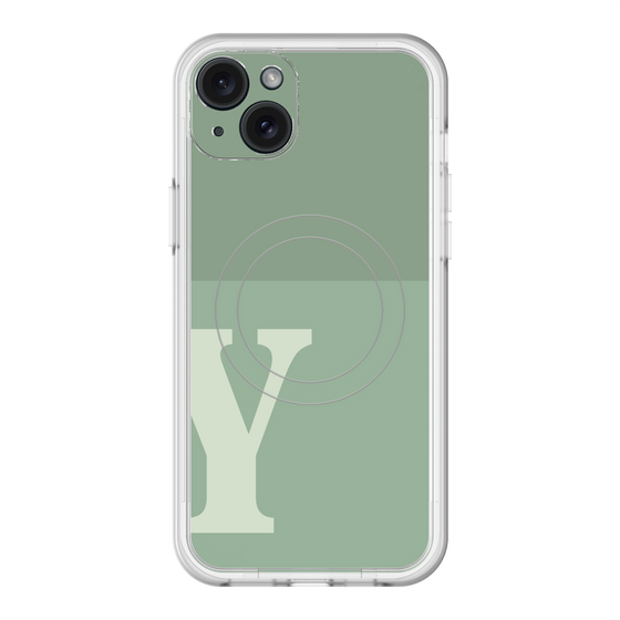 スリムプロテクションプレミアムケース with MagSafe［ オリジナル - initial two tone - Y green ］