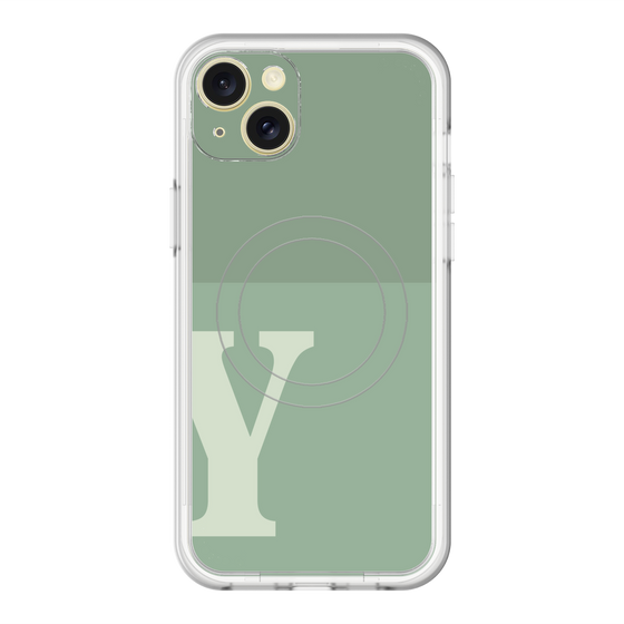 スリムプロテクションプレミアムケース with MagSafe［ オリジナル - initial two tone - Y green ］