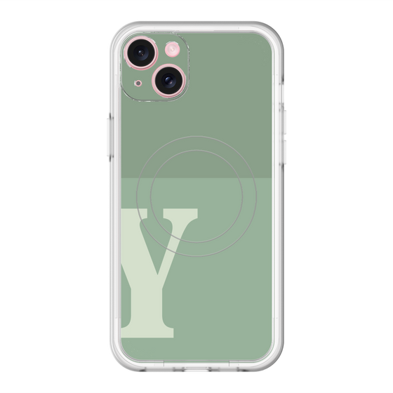 スリムプロテクションプレミアムケース with MagSafe［ オリジナル - initial two tone - Y green ］