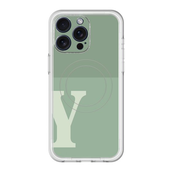 スリムプロテクションプレミアムケース with MagSafe［ オリジナル - initial two tone - Y green ］