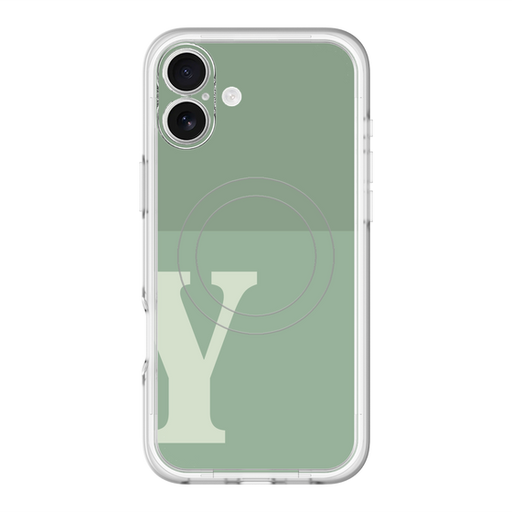スリムプロテクションプレミアムケース with MagSafe［ オリジナル - initial two tone - Y green ］