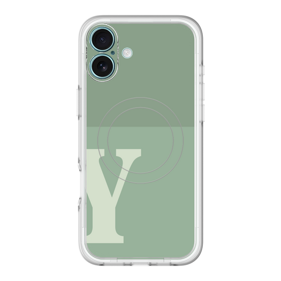 スリムプロテクションプレミアムケース with MagSafe［ オリジナル - initial two tone - Y green ］