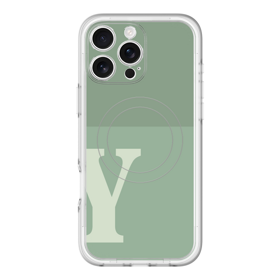 スリムプロテクションプレミアムケース with MagSafe［ オリジナル - initial two tone - Y green ］