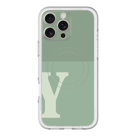 スリムプロテクションプレミアムケース with MagSafe［ オリジナル - initial two tone - Y green ］