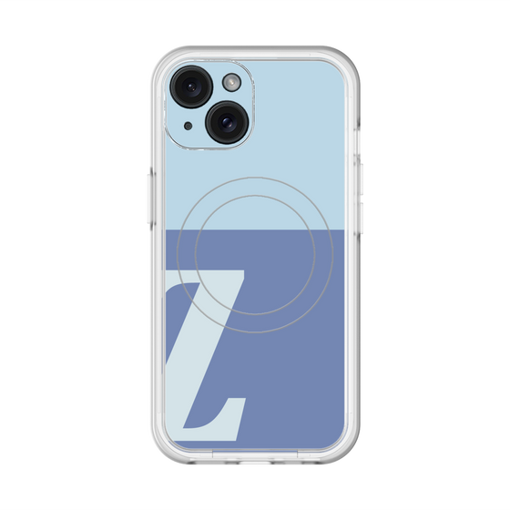 スリムプロテクションプレミアムケース with MagSafe［ オリジナル - initial two tone - Z blue ］