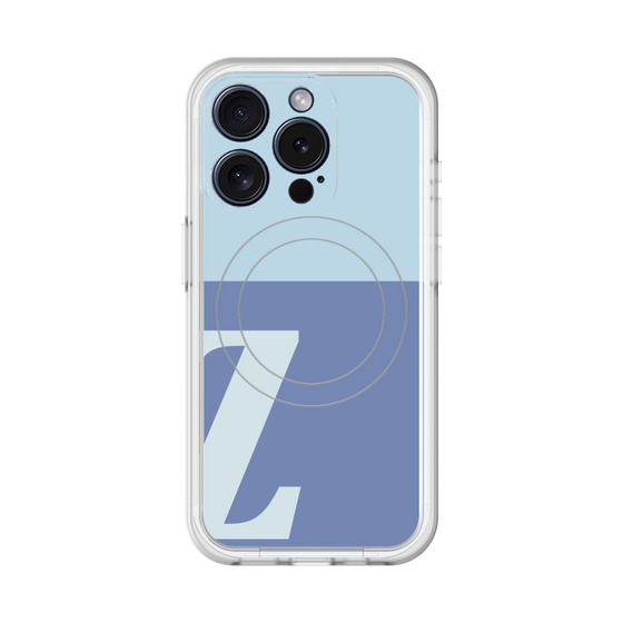 スリムプロテクションプレミアムケース with MagSafe［ オリジナル - initial two tone - Z blue ］