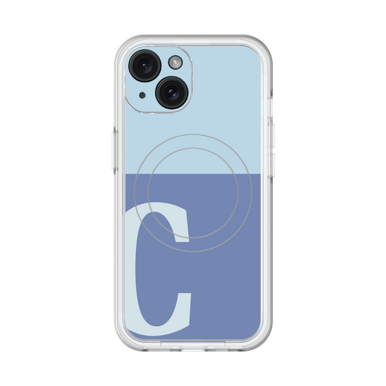 スリムプロテクションプレミアムケース with MagSafe［ オリジナル - initial two tone - C blue ］
